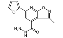 Isoxazolo[5,4-b]pyridine-4-carboxylic acid, 6-(2-furanyl)-3-methyl-, hydrazide structure