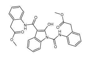 dimethyl 2,2'-(((2-hydroxy-1H-indole-1,3-dicarbonyl)bis(azanediyl))bis(2,1-phenylene))diacetate结构式