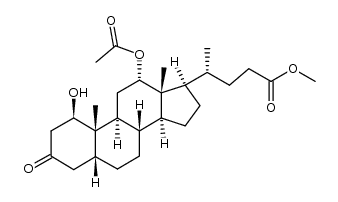 methyl 12α-acetoxy-1β-hydroxy-3-oxo-5β-cholan-24-oate结构式