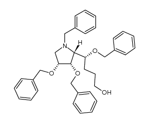 (2R,3S,4R)-N-benzyl-2-[(1R)-1-benzyloxy-4-hydroxybutanyl]-3,4-bis(benzyloxy)pyrrolidine结构式