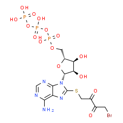 8-((4-bromo-2,3-dioxobutyl)thio)adenosine 5'-triphosphate结构式