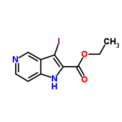 3-Iodo-5-azaindole-2-carboxylic acid ethyl ester structure