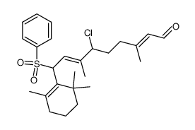 6-chloro-3,7-dimethyl-9-(2,6,6-trimethyl-1-cyclohexen-1-yl)-9-phenylsulfonyl-2,7-nonadien-1-al结构式