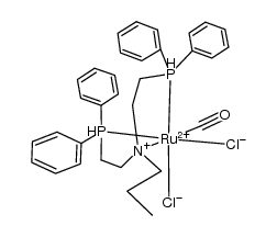 fac,cis-[(CH3CH2CH2N(CH2CH2PPh2)2)RuCl2(CO)]结构式