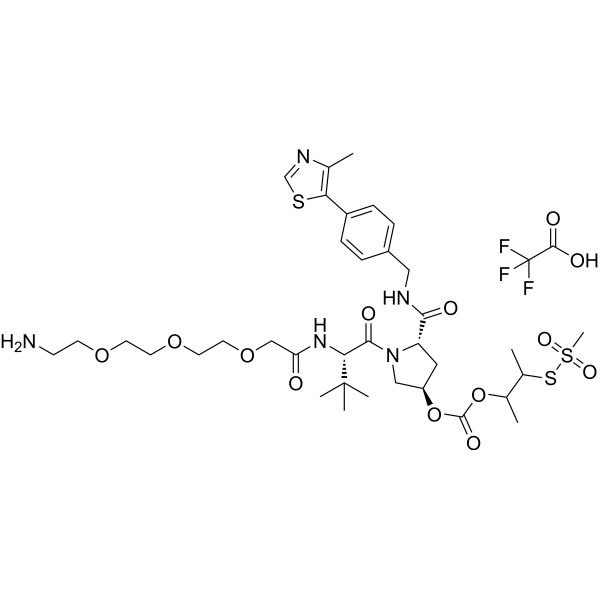 (S,R,S)-AHPC-3-methylbutanyl acetate-methanesulfonothioate-PEG3-NH2 TFA结构式