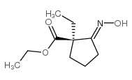 Cyclopentanecarboxylic acid, 1-ethyl-2-(hydroxyimino)-, ethyl ester, (1R,2E)-结构式