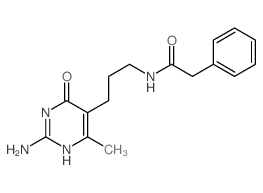 Benzeneacetamide,N-[3-(2-amino-1,6-dihydro-4-methyl-6-oxo-5-pyrimidinyl)propyl]- structure