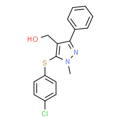 (5-[(4-CHLOROPHENYL)SULFANYL]-1-METHYL-3-PHENYL-1H-PYRAZOL-4-YL)METHANOL结构式
