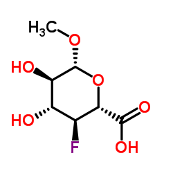 Methyl 4-deoxy-4-fluoro-β-D-glucopyranosiduronic acid结构式
