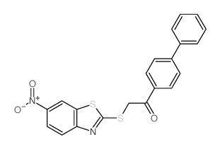 2-(6-nitrobenzothiazol-2-yl)sulfanyl-1-(4-phenylphenyl)ethanone structure