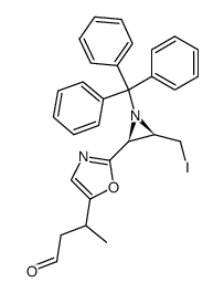 (2S,3R)-3-iodomethyl-2-(5-[1-methyl-3-oxopropyl]oxazol-2-yl)-1-tritylaziridine Structure