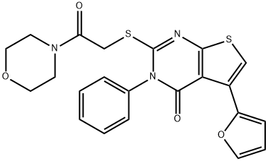 5-(2-Furyl)-2-{[2-(4-morpholinyl)-2-oxoethyl]thio}-3-phenylthieno[2,3-d]pyrimidin-4(3H)-one Structure