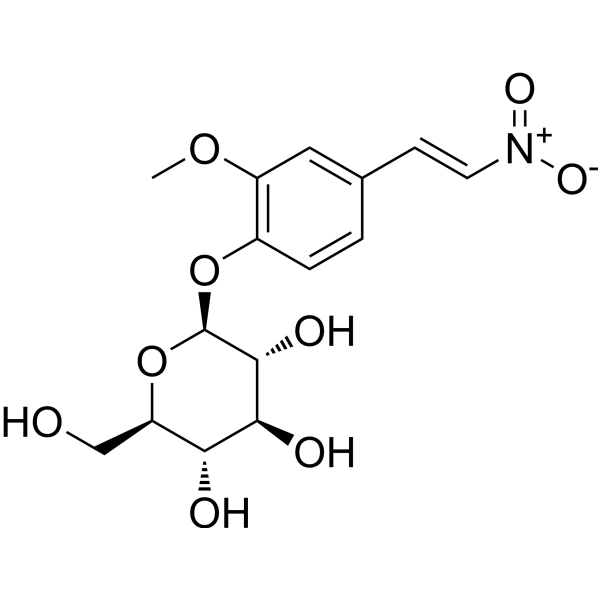 2-甲氧基-4-(2-硝基乙烯基)苯基β-D-吡喃葡萄糖苷结构式