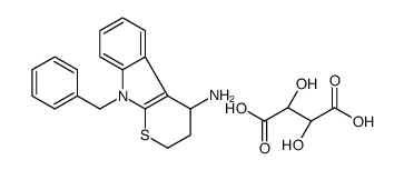 9-benzyl-3,4-dihydro-2H-thiopyrano[2,3-b]indol-4-amine,(2R,3R)-2,3-dihydroxybutanedioic acid结构式