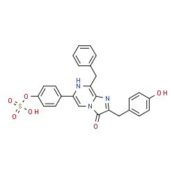 Imidazo[1,2-a]pyrazin-3(7H)-one,2-[(4-hydroxyphenyl)methyl]-8-(phenylmethyl)-6-[4-(sulfooxy)phenyl]- Structure