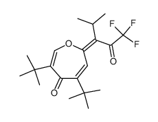 (E)-3,5-di-tert-butyl-7-(1,1,1-trifluoro-4-methyl-2-oxopentan-3-ylidene)oxepin-4(7H)-one Structure
