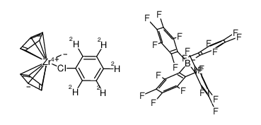 [Cp2ZrMe(C6D5Cl)][B(C6F5)4]结构式