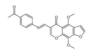 6-{[(E)-4-Acetyl-phenylimino]-methyl}-4,9-dimethoxy-furo[3,2-g]chromen-5-one Structure