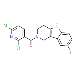 (2,6-dichloropyridin-3-yl)(8-fluoro-1,3,4,5-tetrahydro-2H-pyrido[4,3-b]indol-2-yl)methanone结构式