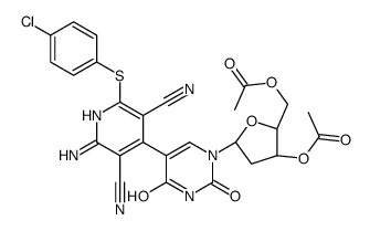 [(2R,5R)-3-acetyloxy-5-[5-[2-amino-6-(4-chlorophenyl)sulfanyl-3,5-dicyanopyridin-4-yl]-2,4-dioxopyrimidin-1-yl]oxolan-2-yl]methyl acetate Structure