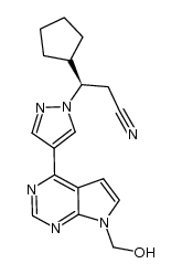 (R)-3-cyclopentyl-3-(4-(7-(hydroxymethyl)-7H-pyrrolo[2,3-d]pyrimidin-4-yl)-1H-pyrazol-1-yl)propanenitrile Structure