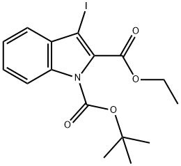 ethyl 1-(tert-butoxycarbonyl)-3-iodo-1H-indole-2-carboxylate结构式