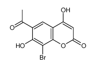 6-acetyl-8-bromo-4,7-dihydroxychromen-2-one结构式
