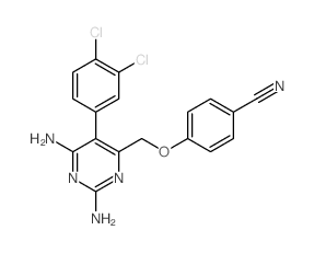 4-[[2,6-diamino-5-(3,4-dichlorophenyl)pyrimidin-4-yl]methoxy]benzonitrile结构式