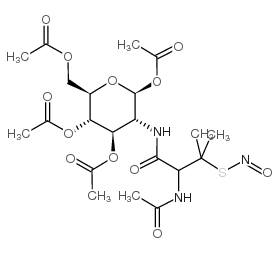 N-(S-亚硝基-N-乙酰基-D,L-青霉胺)-2-氨基-2-脱氧-1,3,4,6-四-O-乙酰基-β-D-吡喃葡萄糖结构式