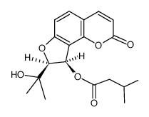 3-Methylbutanoic acid (8S,9R)-8,9-dihydro-8-(1-hydroxy-1-methylethyl)-2-oxo-2H-furo[2,3-h]-1-benzopyran-9-yl ester结构式