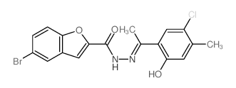 5-bromo-N-[1-(3-chloro-4-methyl-6-oxo-1-cyclohexa-2,4-dienylidene)ethyl]benzofuran-2-carbohydrazide结构式