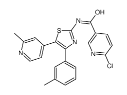 6-chloro-N-[4-(3-methylphenyl)-5-(2-methylpyridin-4-yl)-1,3-thiazol-2-yl]pyridine-3-carboxamide结构式