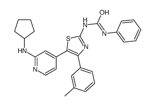 1-[5-[2-(cyclopentylamino)pyridin-4-yl]-4-(3-methylphenyl)-1,3-thiazol-2-yl]-3-phenylurea Structure
