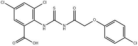 3,5-dichloro-2-[[[[(4-chlorophenoxy)acetyl]amino]thioxomethyl]amino]-benzoic acid structure