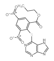 Benzoic acid,3,5-dinitro-2-(9H-purin-6-ylthio)-, propyl ester structure