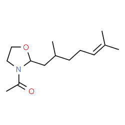 3-acetyl-2-(2,6-dimethyl-5-heptenyl)oxazolidine structure
