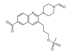 3-(3-methanesulfonyloxypropyl)-6-nitro-2-(4-formylpiperazin-1-yl)quinoline结构式