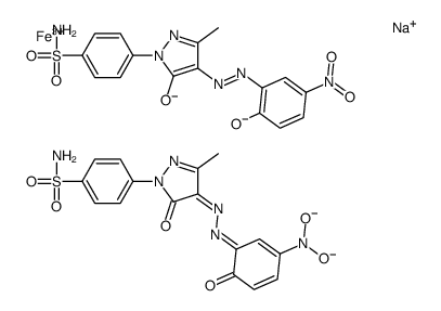 sodium bis[3-[4,5-dihydro-4-[(2-hydroxy-5-nitrophenyl)azo]-3-methyl-5-oxo-1H-pyrazol-1-yl]benzene-1-sulphonamidato(2-)]ferrate(1-)结构式