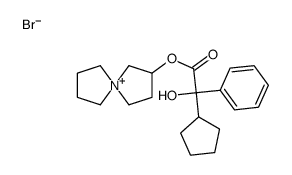 2-(2-Cyclopentyl-2-hydroxy-2-phenylacetoxy)-5-azoniaspiro(4.4)nonane b romide structure