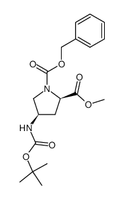 (2R,4R)-N-1-(benzyloxycarbonyl)-4-(tert-butyloxycarbonylamino)proline methyl ester结构式