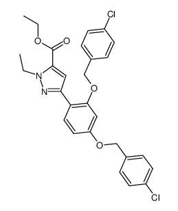 ethyl 3-(2,4-bis(4-chlorobenzyloxy)phenyl)-1-ethyl-1H-pyrazole-5-carboxylate结构式