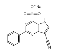 5H-Pyrrolo(3,2-d)pyrimidine-4-sulfonic acid, 7-cyano-2-phenyl-, sodium salt Structure