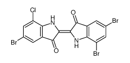 5,7-二溴-2-(5-溴-7-氯-1,3-二氢-3-氧代-2H-吲哚-2-基亚基)-1,2-二氢-3H-吲哚-3-酮结构式