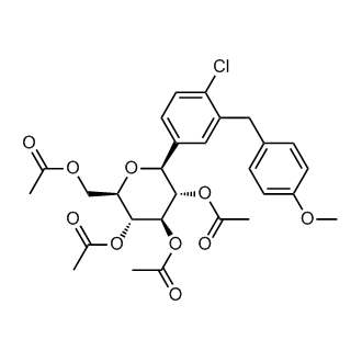(2R,3R,4R,5S,6S)-2-(Acetoxymethyl)-6-(4-chloro-3-(4-methoxybenzyl)phenyl)tetrahydro-2H-pyran-3,4,5-triyltriacetate structure