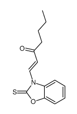 1-(2-sulfanylidene-1,3-benzoxazol-3-yl)hept-1-en-3-one结构式