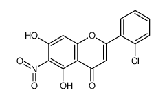 2-(2-chlorophenyl)-5,7-dihydroxy-6-nitrochromen-4-one结构式