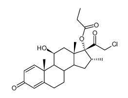 21-氯-16β-甲基-17-(1-氧代丙氧基)孕甾-1,4-二烯-3,20-二酮结构式
