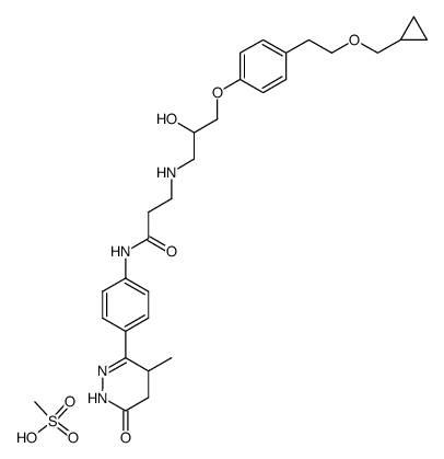 6-<4-<3-<<2-hydroxy-3-<4-<2-(cyclopropylmethoxy)ethyl>phenoxy>propyl>amino>propionamido>phenyl>-5-methyl-4,5-dihydro-3(2H)-pyridazinone methanesulfonate结构式