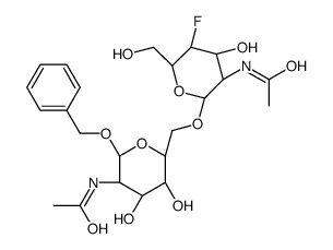 benzyl 2-acetamido-6-O-(2-acetamido-2,4-dideoxy-4-fluoroglucopyranosyl)-2-deoxygalactopyranoside structure