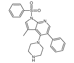 3-Methyl-5-phenyl-1-(phenylsulfonyl)-4-(1-piperazinyl)-1H-pyrrolo [2,3-b]pyridine结构式